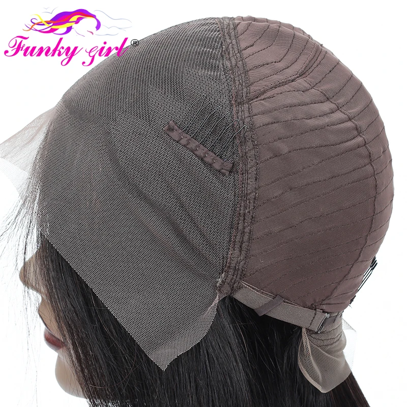 Funky Girl 13x4 человеческие волосы на кружеве, парики предварительно выщипанной плотности, 150%, бразильские волосы Remy, прямые волосы на кружеве, парик для черных женщин