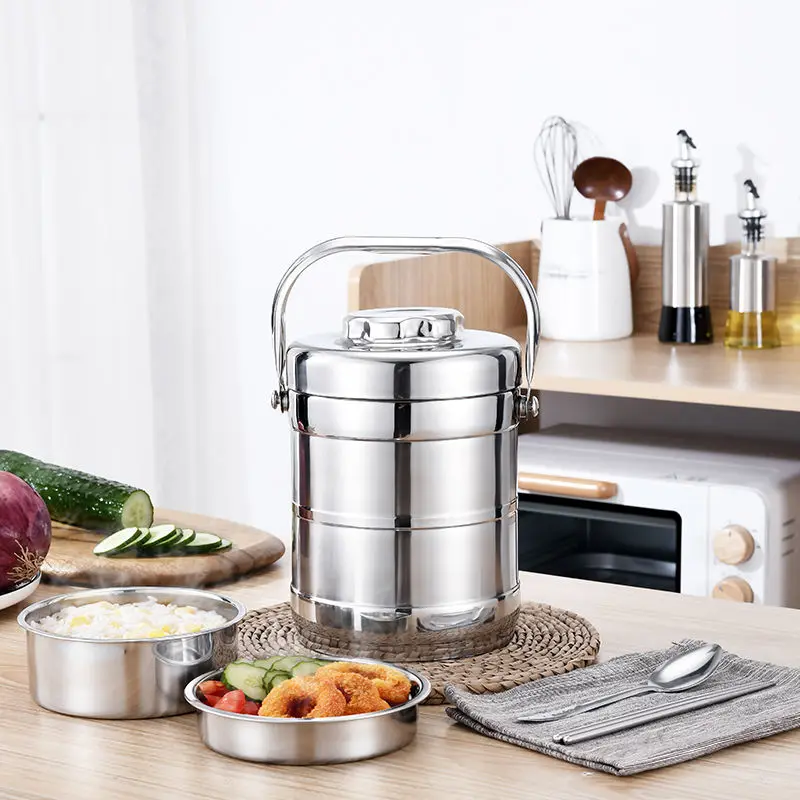Изолированный Ланч-бокс из нержавеющей стали трехуровневый для взрослых и