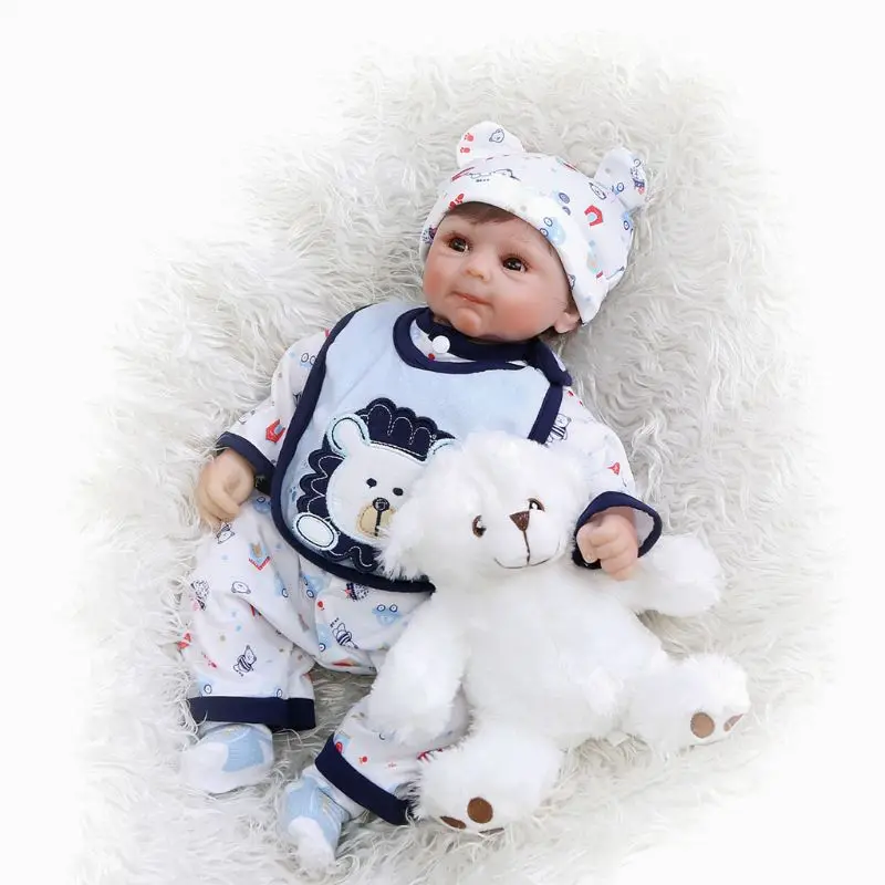 

55cm Realistic Doll Soft Body Vinyl Toddler Babies Lifelike Boy Bear Toy Pacifier Birthday Christmas Gift
