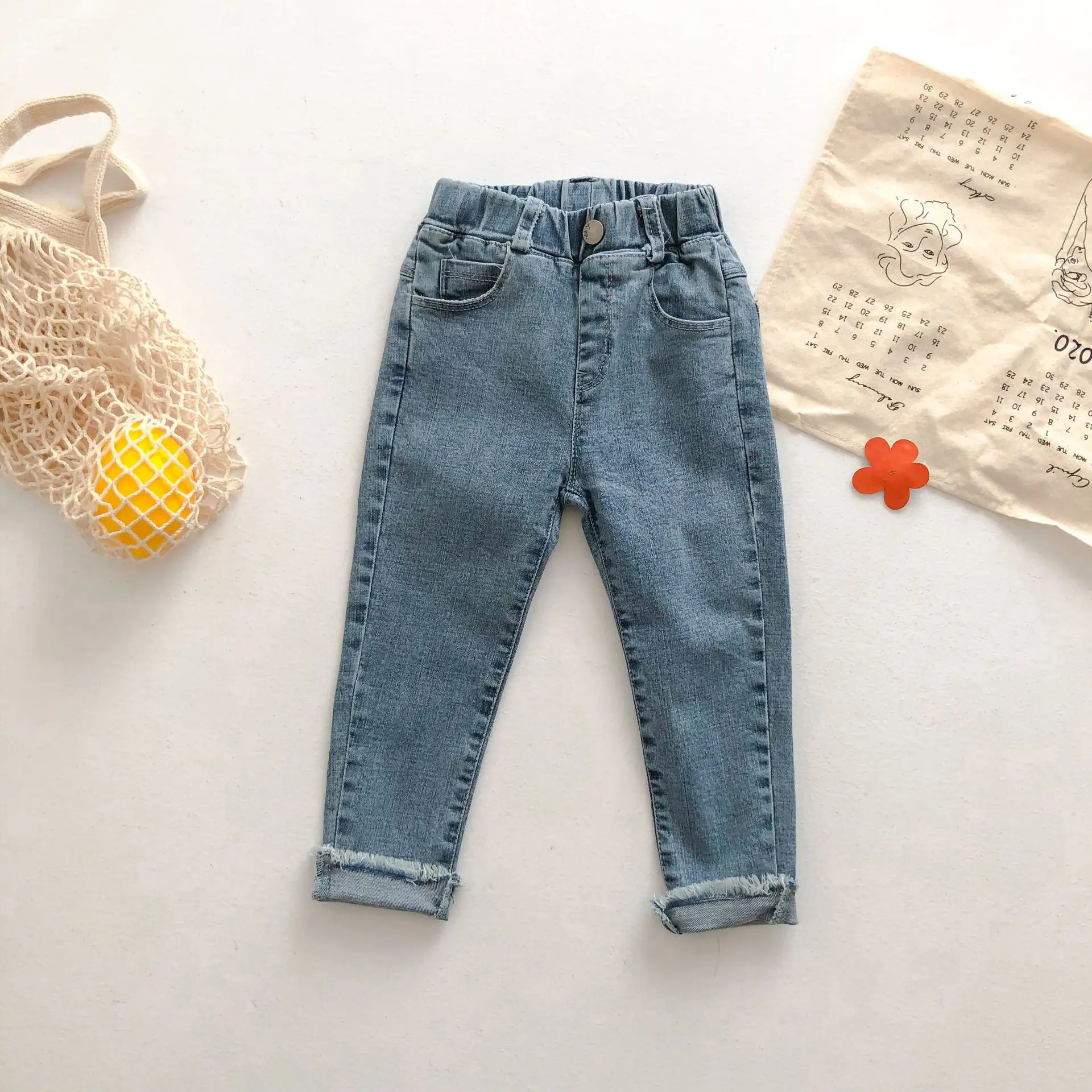 

Джинсы WLG для девочек, детские джинсовые синие джинсы, модные Универсальные брюки для маленьких девочек на весну и осень