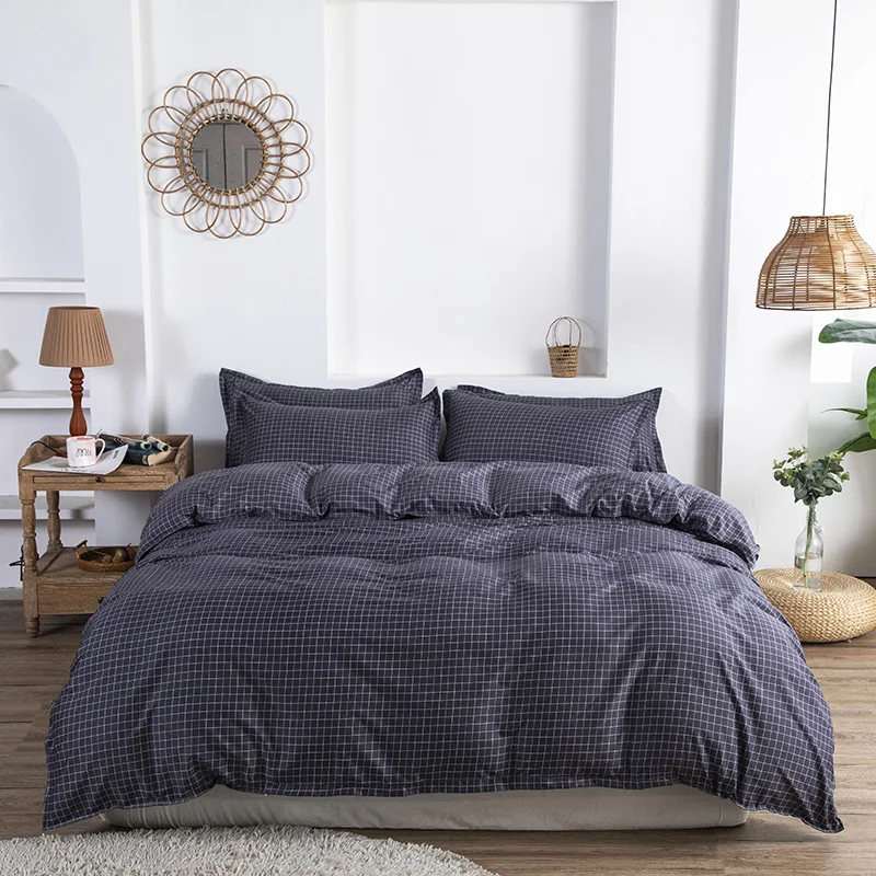 

Cartoon Cute Bedding Set Nordic Floral Plaid Duvet Cover Bed Sheet 150 Single Double Queen King Bedclothes Quilt Covers 220x240