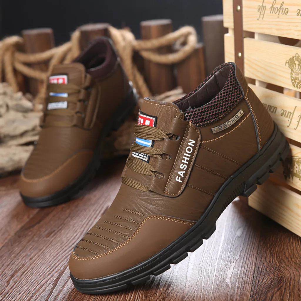 Мужская повседневная обувь; модная зимняя обувь; zapatillas hombre; теплая зимняя обувь из хлопка; обувь с мягкими вставками для папы; нескользящая обувь на высоком каблуке со шнуровкой
