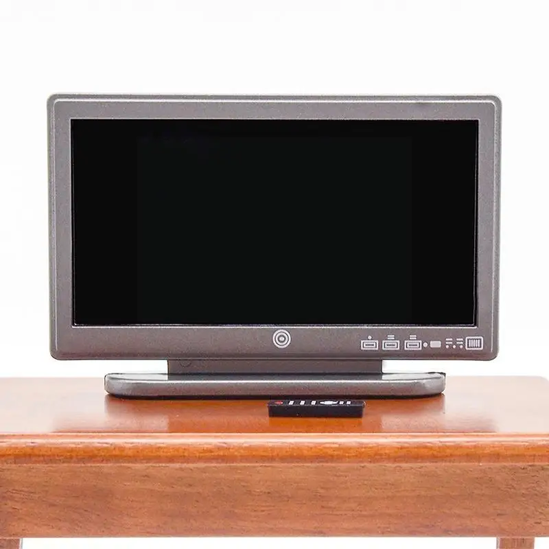 

1 шт., пластиковый кукольный домик, серая комната, телевизор с плоским экраном 1:12 для кукол, мебель для гостиной, аксессуары для декора, игруш...