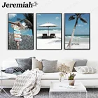 Летняя серия чехлов для парусиновые туфли плакат Кокосовая пальма пляж картина с зонтом Wall Art Nordic домашнего декора гостиной украшения