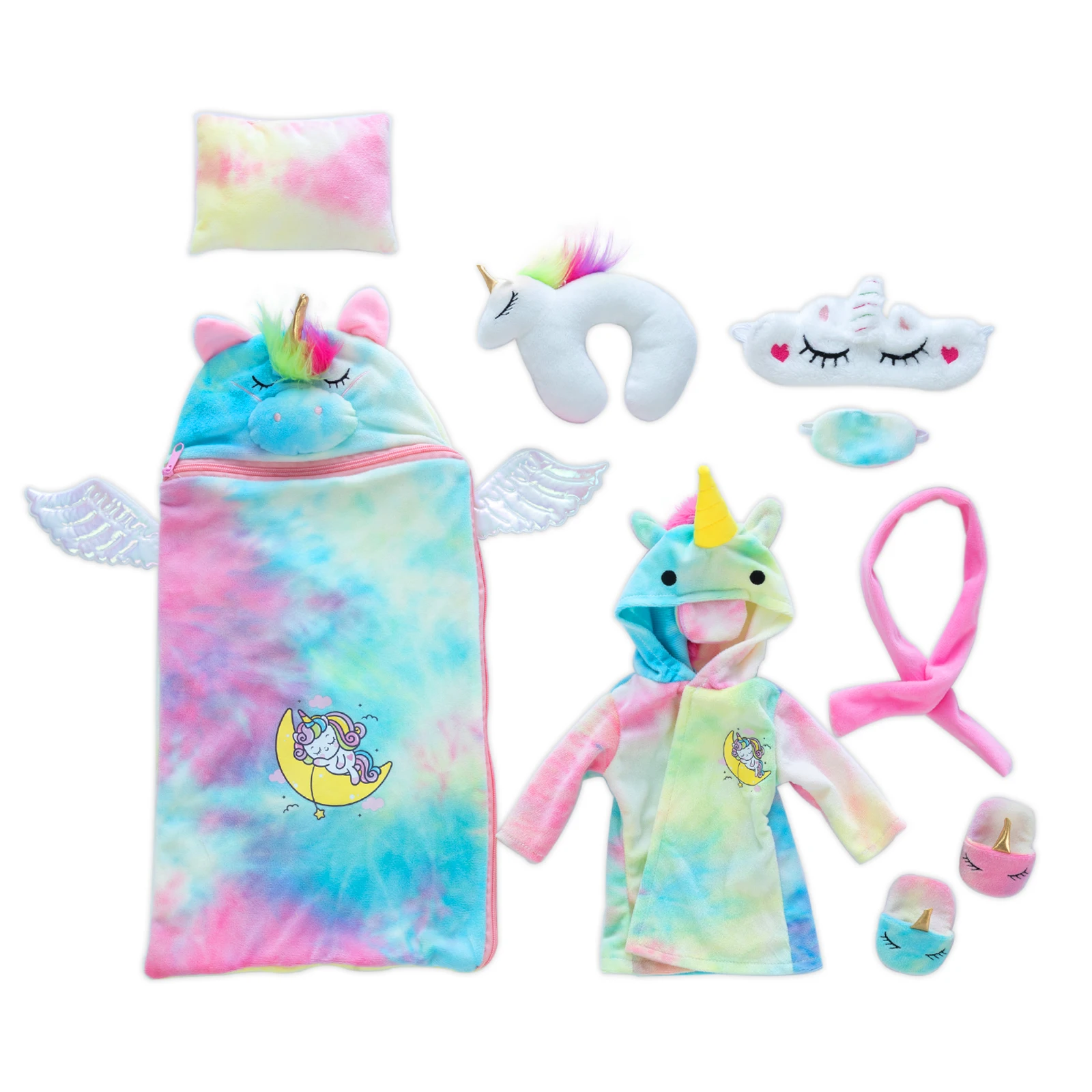 

18-inch American Doll Accessories 8PC(sleeping bag+pillow+Blindfold) Sleeping Bag Set For 43-45cm New Bron,BJD,DIY Girl Dolls