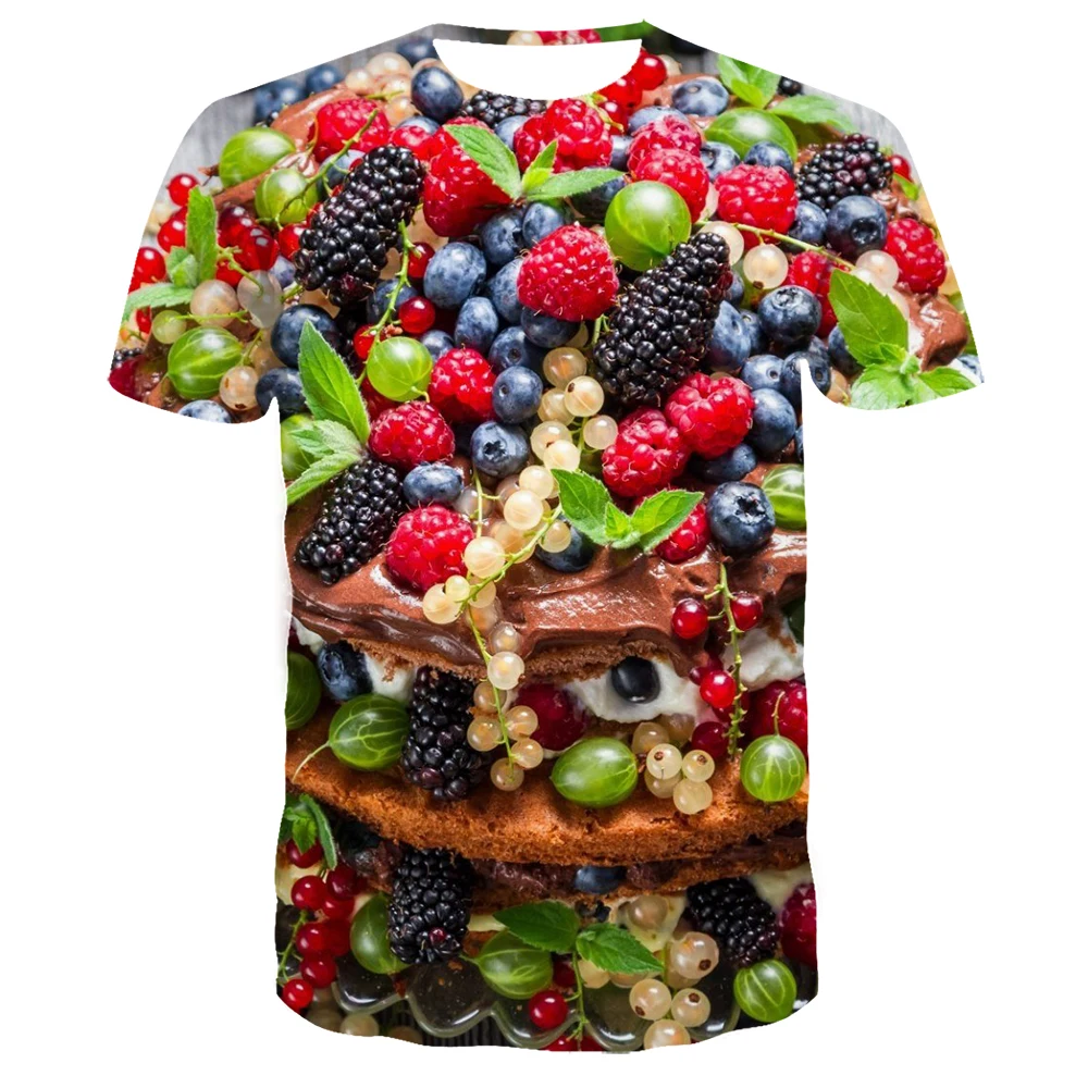 Camiseta moderna de alta calidad para hombre o mujer, Camiseta con estampado 3d de sandía, fruta de uva, camiseta de manga corta, Top