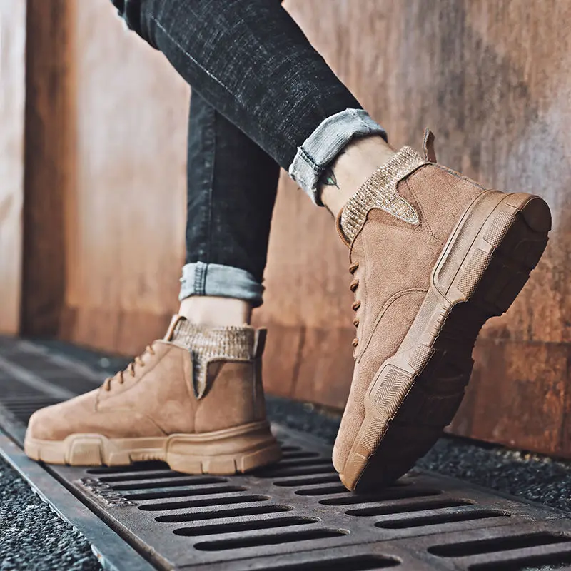 Демисезонные мужские Ботинки Челси в западном стиле модные высокие ботинки