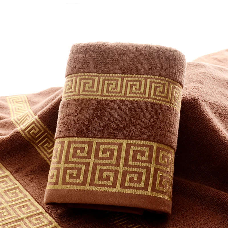 

1PC Cotton Towels Bathroom 35x75 Geometric Embroidered Beach Towel For Adults Soft Absorbent Quick-Dry For Shower Room TN