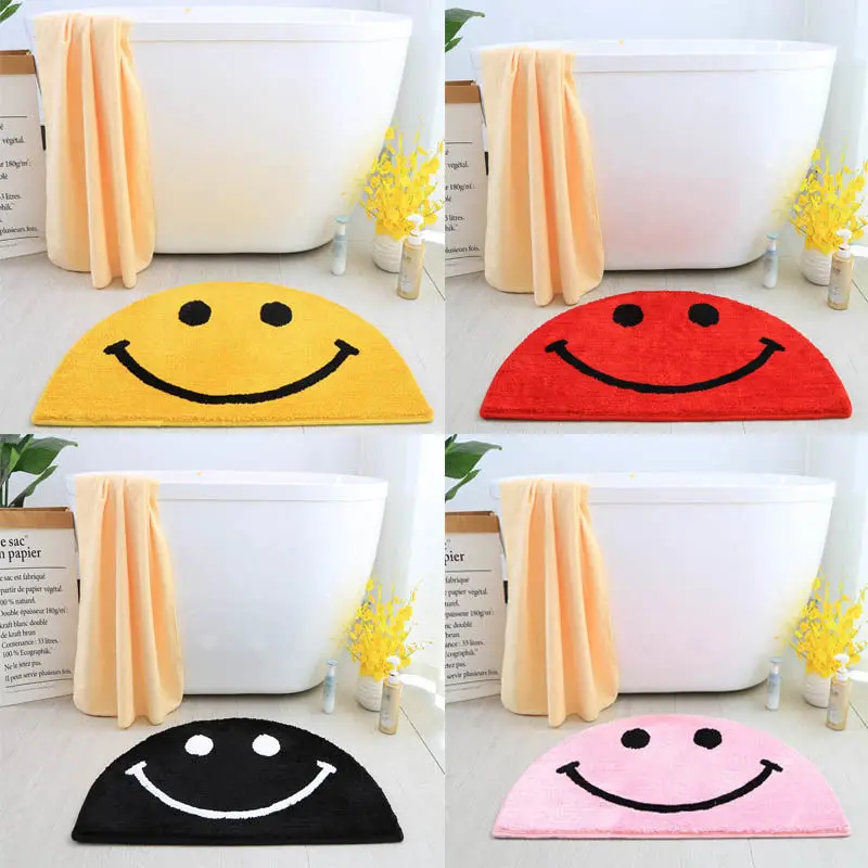 cartoon smiley face entrance door mat bathroom absorbent pad toilet door mat carpet bathroom floor mat rug tufted fluffy rugs free global shipping