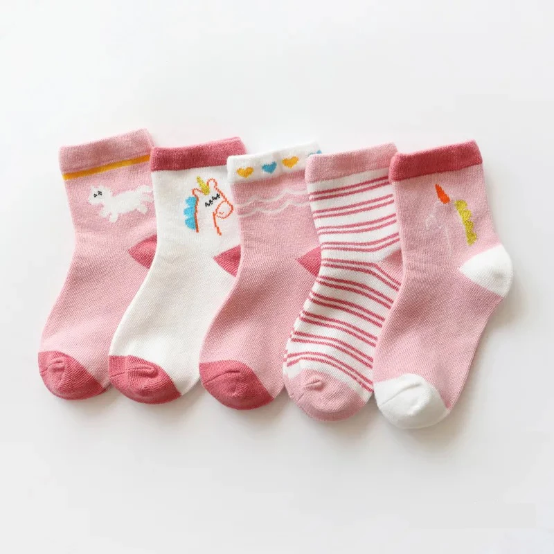 

5 Pairs Cotton Children Baby Socks Breathable Cartoon Animal Fashionable Boys Girls Babies Autumn Winter Section Socks For 1-12