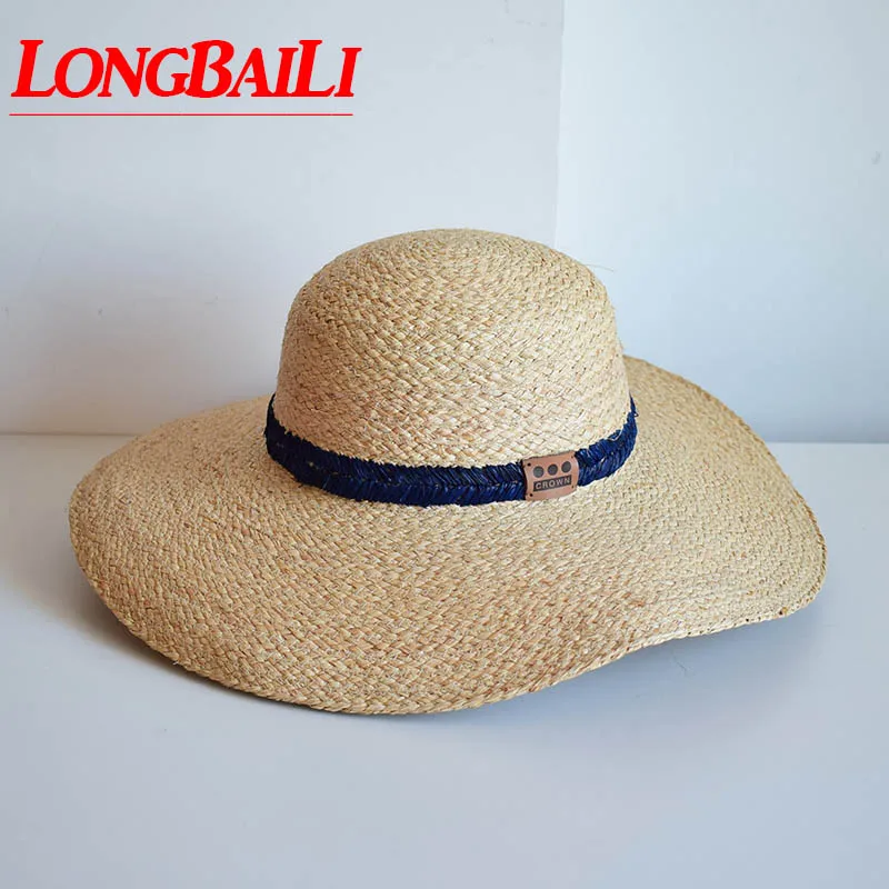 

LongBaiLi Summer Large Brim Raffia Straw Sun Floppy Beach Hat For Women SWDS147