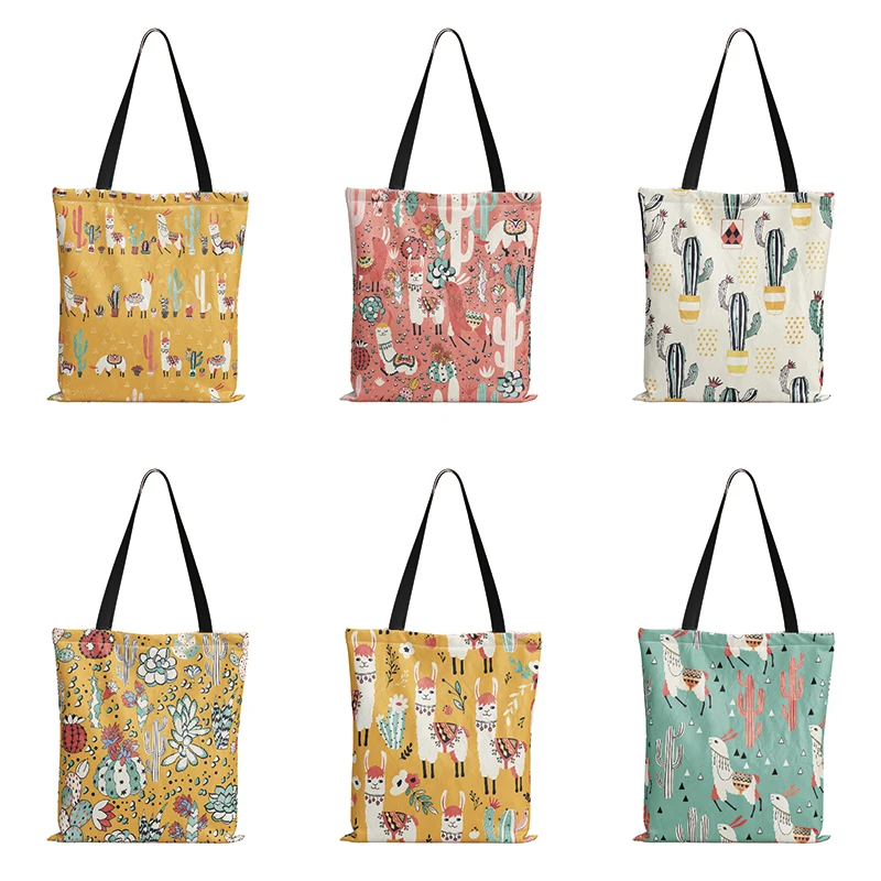 Модная Милая тканевая сумка-шоппер из альпаки для женщин складная многоразовая