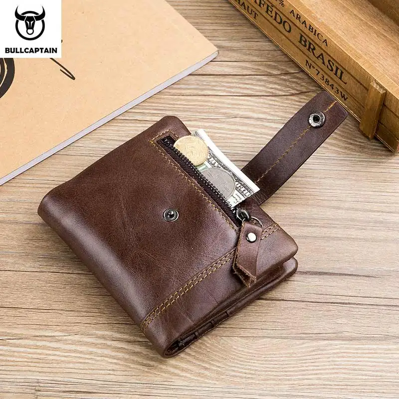 

High Quality Genuine Cowhide Wallet for Men Mini Purses with Coin Pocket RFID Card Photo Holder Gentleman Clutch Gift Hot Sale