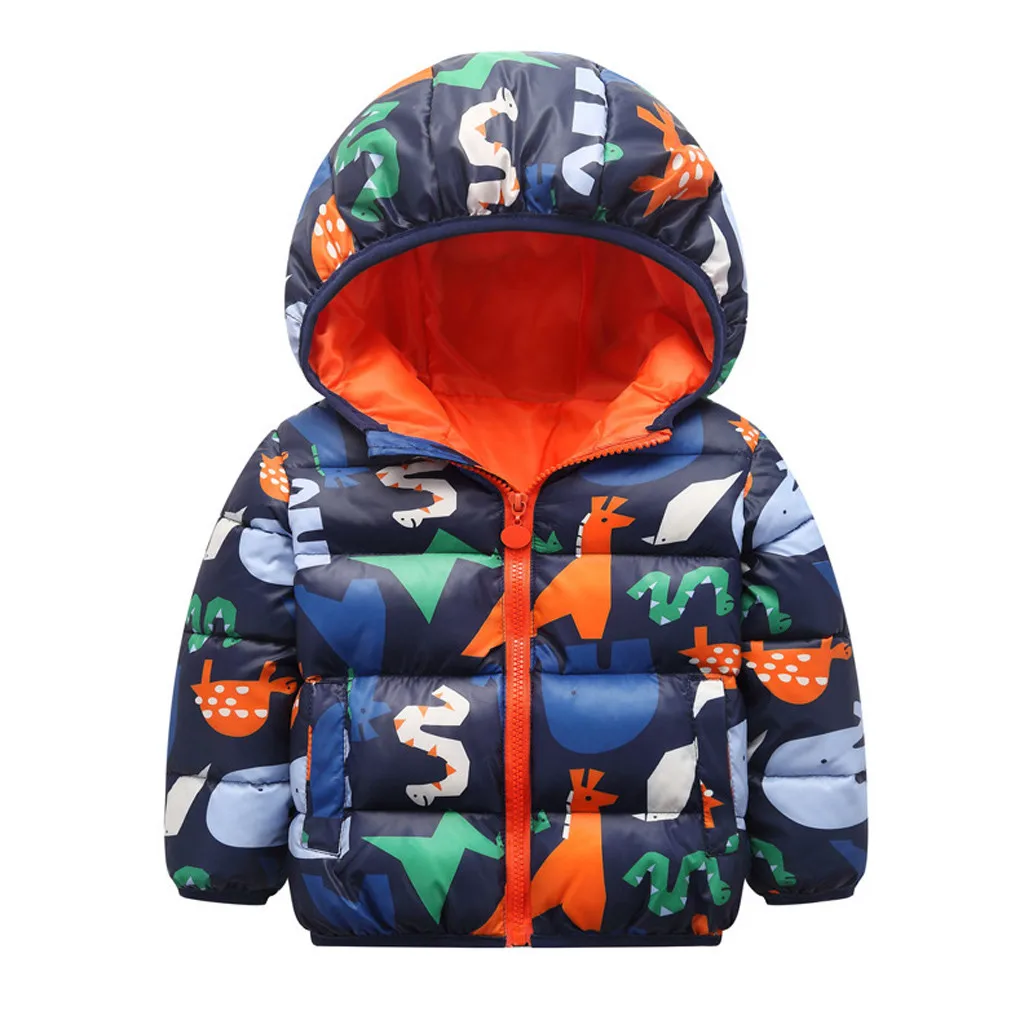 Детская зимняя куртка с капюшоном мультяшным животным для маленьких девочек и