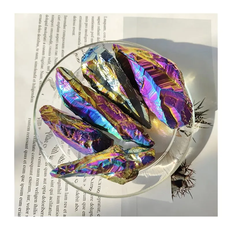 

Sales High Quality Natural Crystals Rainbow Aura Clear Quartz Rough Stone For Home Decoration
