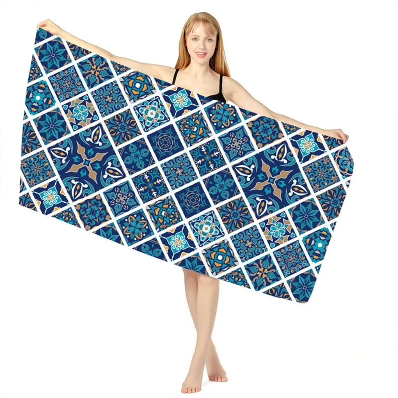 

National Style Digital Printing Bath Sauna Beach Towel Quick-Drying Double-Sided Tapestry Meditation Yoga Mat Soft Compact 77HC