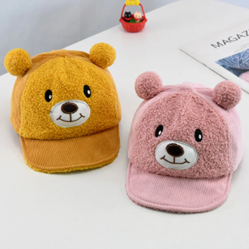 Детский Маленький Медведь в стиле хип хоп Бейсбол Кепки шлейфом вельвет детская