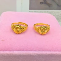 womens 14k gold ring thickened yellow gold heart ring sunflower design ring for wedding engagement jewelry anniversary gifts