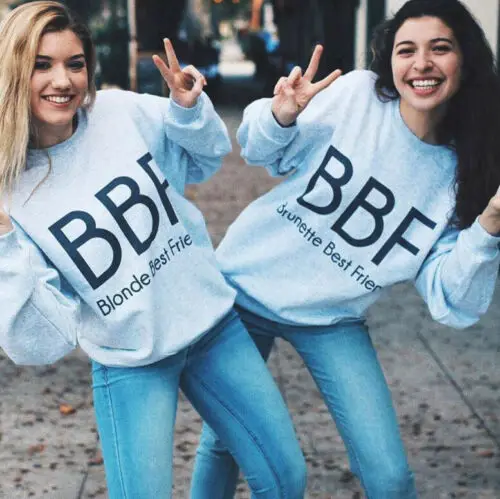 

Women Sister Sweater, Letter Print Long Sleeve Solid Color Classical Round Neck Sweater Pullover Wild Fashion Casual Top