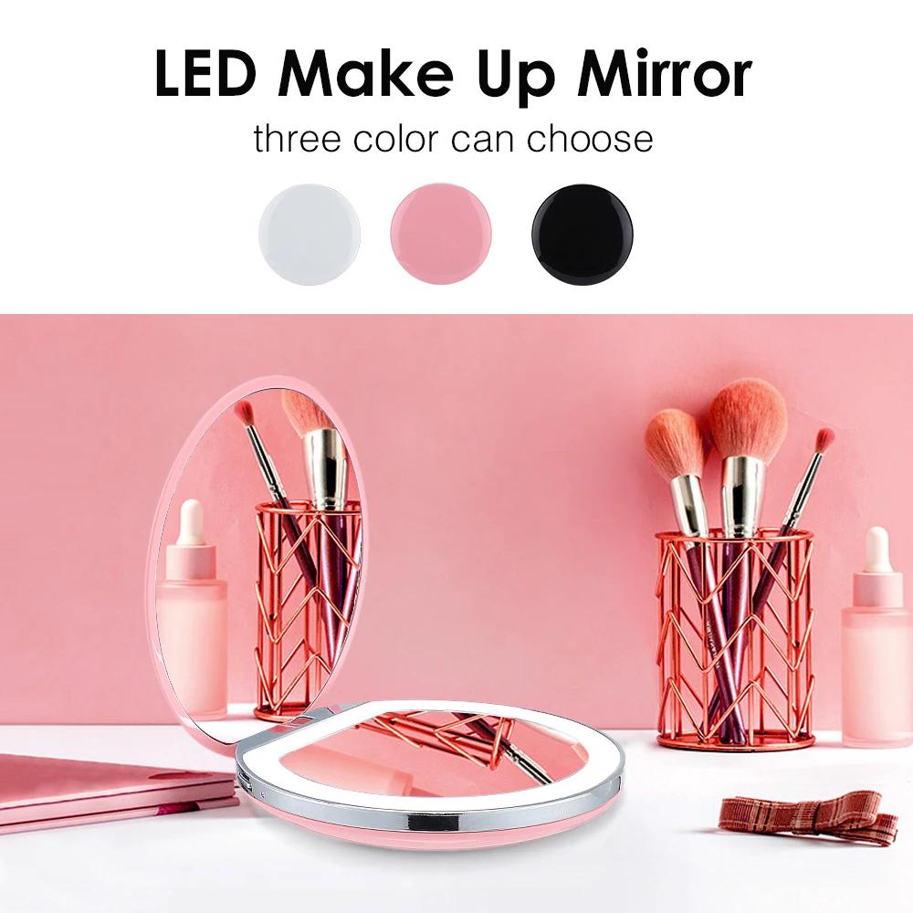 Зеркало с легким компактным настольным зеркалом Увеличительное Косметическое