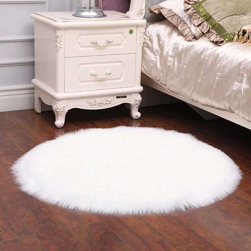 

Faux Sheepskin Chair Cover 3 Colors Warm Hairy Wool Carpet Seat Pad Long Skin Fur Plain Fluffy Area Rugs Washable