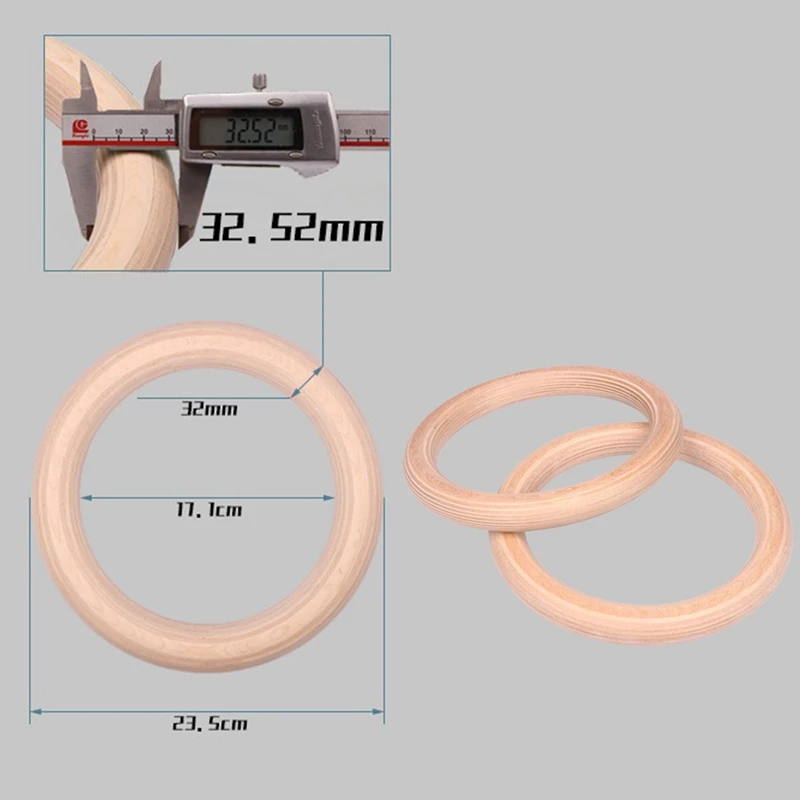 

Gymnastic Rings with Adjustable Straps Buckle 1.2 Inch Wooden Rings Perfect for Strength and Home Gym Workout