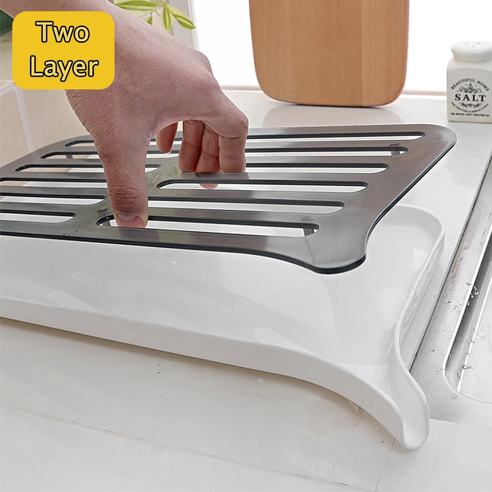 Дренажная доска коврик для сушки двухслойная кухонная дренажная полка раковина
