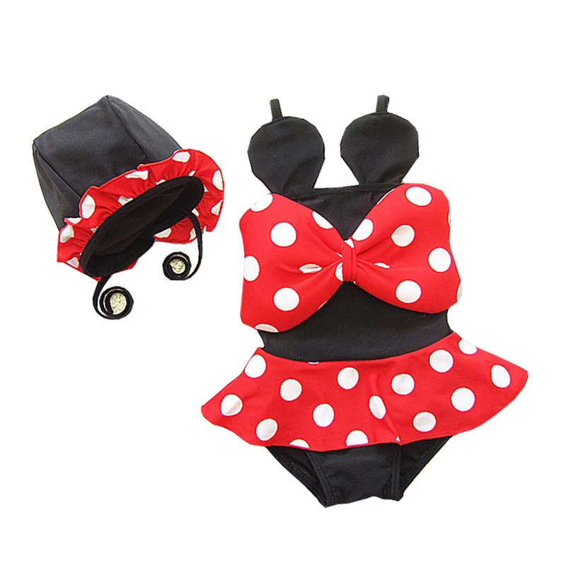 

Купальный костюм в горошек для девочек, Цельный Детский купальный костюм с оборками, милый пляжный детский купальный костюм, боди для мален...