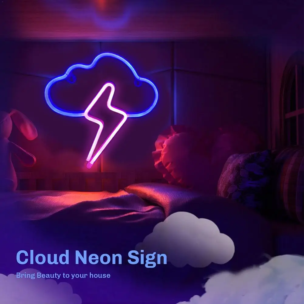 

Cloud Neon Led Sign Light Acrylic USB Fulmination Wall Lamp Room Night Light Home Bar Party Art Decoration Xmas Kid Gift