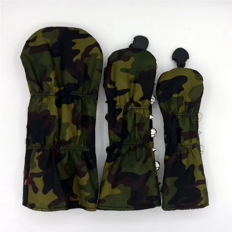 Чехлы для гольфа [с серебряным черепом и заклепками] камуфляжные зеленые чехлы