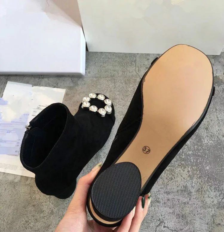 Martins/ботинки на Высоком толстом каблуке aлмазный квадратная пряжка короткие