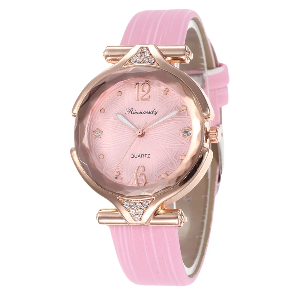 Горячая Распродажа ромбовидный цветок диск кожа женские часы студенческие