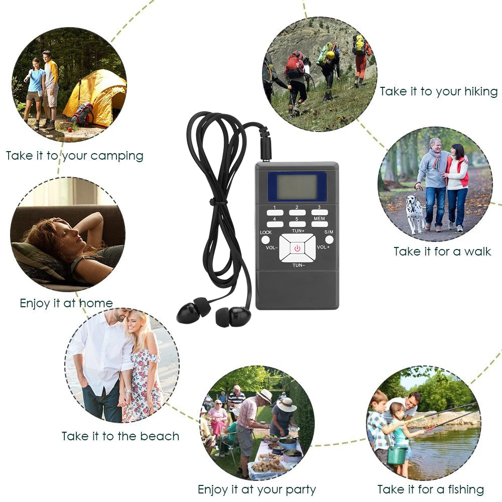 LCD FM Мини цифровой радиоприемник портативный компактный ABS AM/FM/коротковолновый