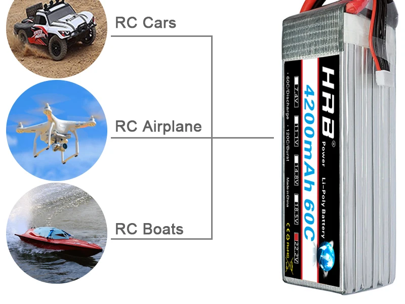 HRB 6S 22,2 V Lipo батарея 4200mah Deans XT60 EC5 XT90 TRX T Разъемы 60C RC гоночный Вертолет FPV самолеты автомобили грузовик лодки запчасти