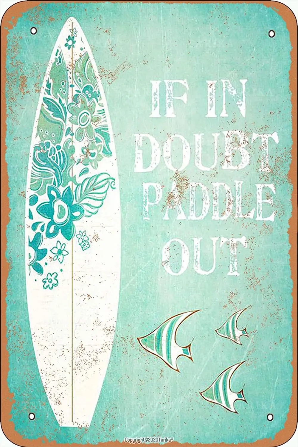 

Tarika If In Doubt Paddle Out Vintage Look Iron 20X30 CM Decoration Poster Sign for Home Funny Wall Decor