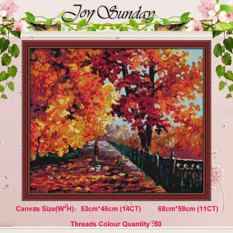 Набор для вышивки крестиком 11CT 14CT с изображением красных листьев | Дом и сад