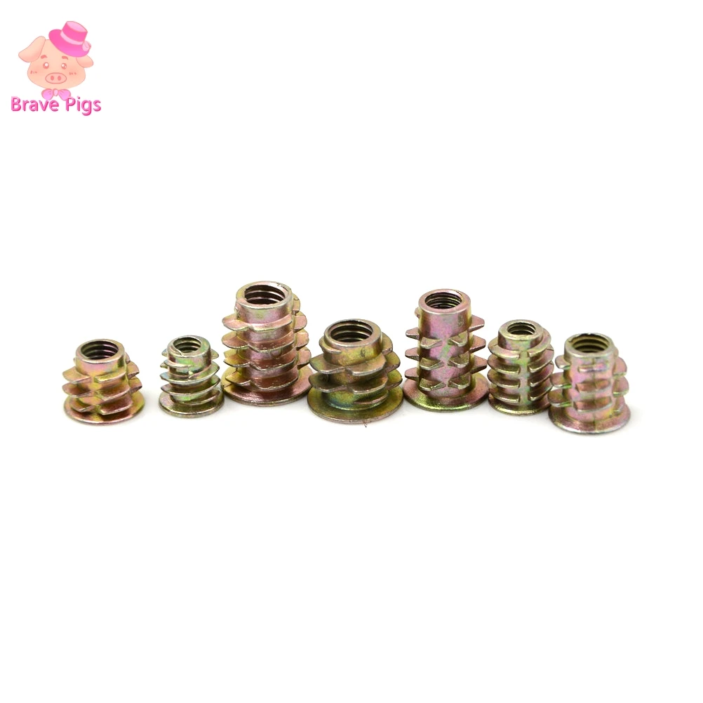 50 шт. M4/M5/M6 * 8/10/13 стандартная гайка для деревянной вставки Фланцевая с