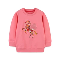 jumping meters new arrival childrens sweatshirts cotton autumn winter girls unicorn embroidery kids sport hooded shirts