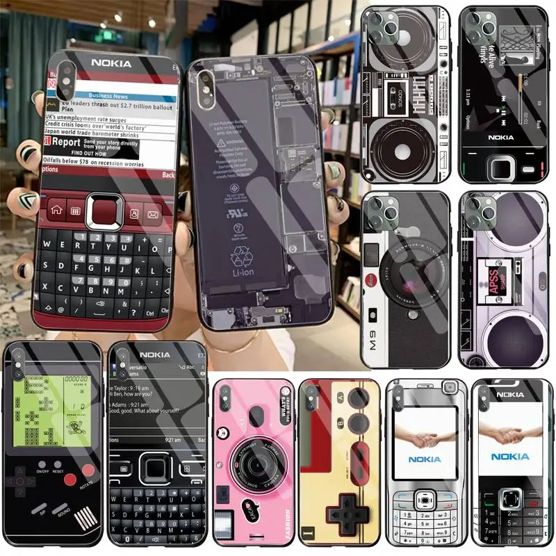 

USAKPGRT Retro phone camera Phone Case Tempered Glass For iPhone 12 pro max mini 11 Pro XR XS MAX 8 X 7 6S 6 Plus SE 2020 case