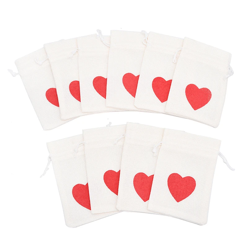 

1Pcs Christmas Love Gift Bags Jute Bag Candy Storage Pouch DIY Xmas Jewelry Bag
