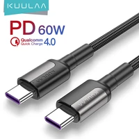 kuulaa usb type c cable to usb type c cable fast charging for samsung s10 s9 pd 60w quick charge usb c cable for type c devices