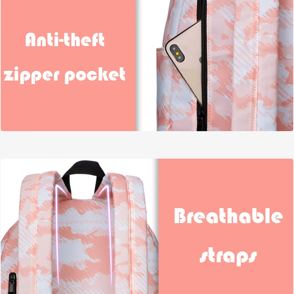 14-дюймовый рюкзак для ноутбука Женский Водонепроницаемый Школьный из полиэстера