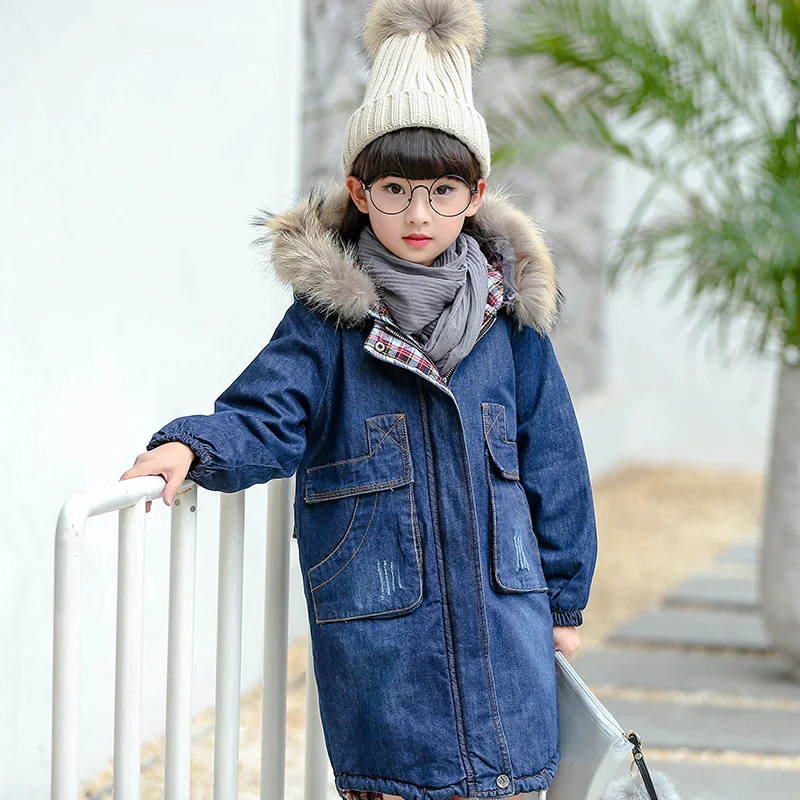 Куртка для маленьких девочек зимние куртки джинсовое пальто модная детская