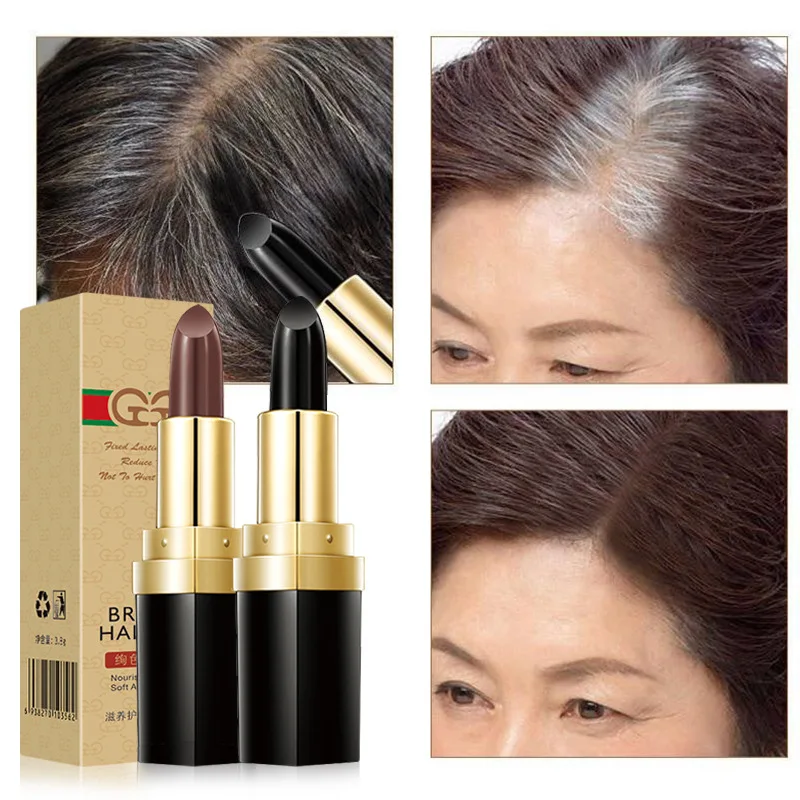 Черно-коричневая одноразовая краска для волос мгновенное покрытие серых корней