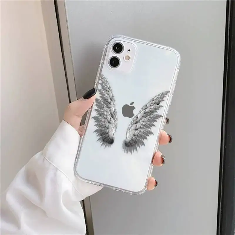 

Angel colourful wings feather Phone Case Transparent for iPhone 11 12 mini pro XS MAX 8 7 6 6S Plus X 5S SE 2020 XR