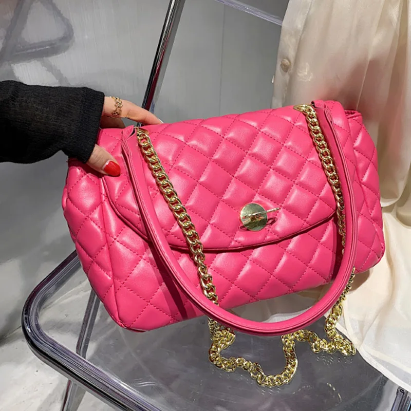 

Trendy High-quality Leather Crossbody Bags Woman Fashion Shoulder Bag Simple Lingge Handbag Luxury All-match Purse Shopping Bags