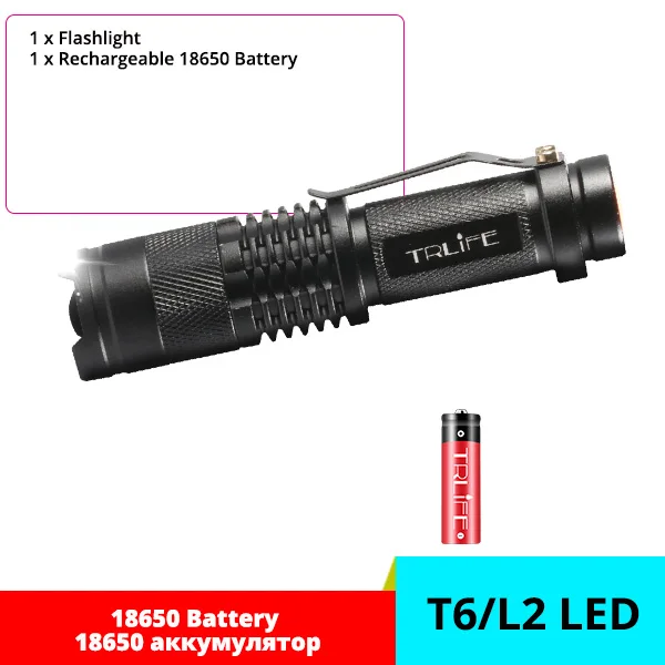 

TRLIFE LED Фонарик L2 T6 черный