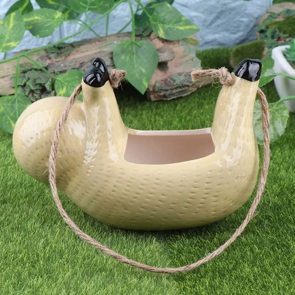 

Sloths Flowerpots Planters Yellow Wall Hanging Ceramic Vase For Garden Decoration Decoration Countyard Garden Flower Pot