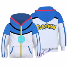 Kids Ash Ketchum Cosplay Costume Japanese Anime Hoodie Sweatshirt Boys Child Halloween Christmas Pullover Jacket