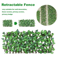 adjustable retractable fence artificial green leaf vine outdoor garden decoration privacy expanding woode fences panel 10 pcs